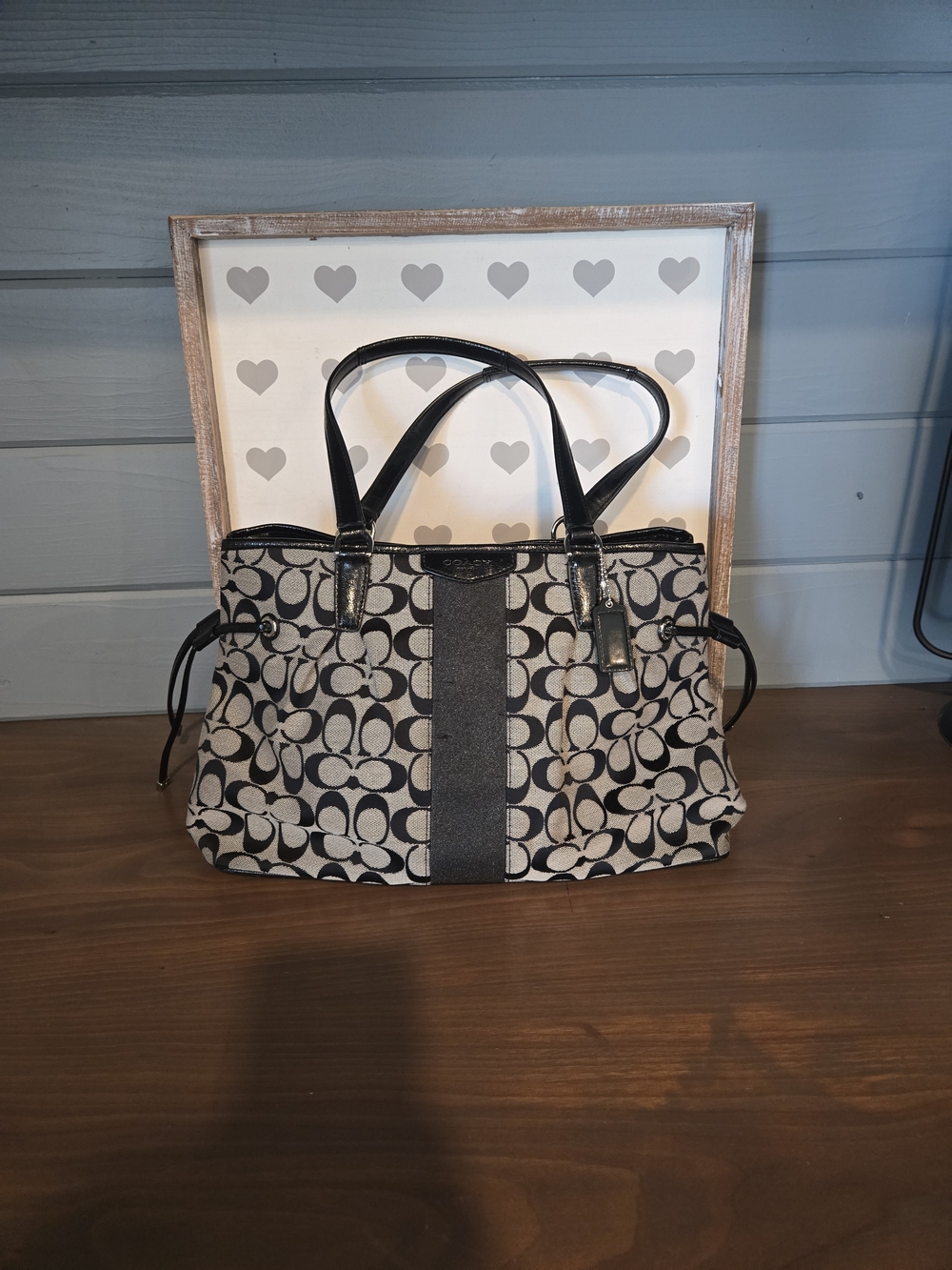 Coach Signature Canvas Tote in Black/Cream